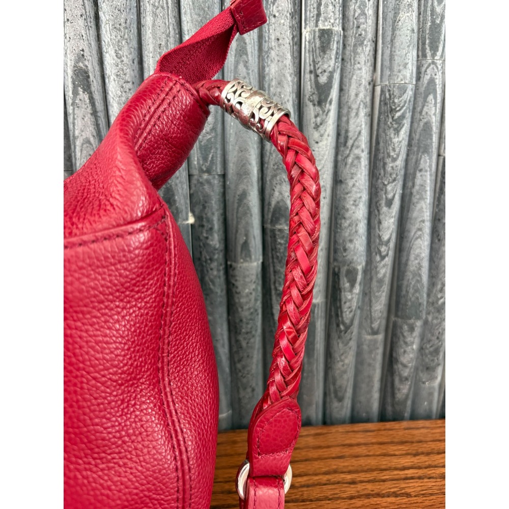 Brighton Barbados Red Pebbled Leather Crossbody Bag Heart Charm H733004 - Picture 4 of 8